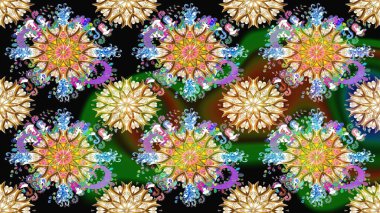 Arkaplan dokusu, duvar kağıdı, çiçek temalı siyah renkler. Soyut etnik raster çizim kalıbı. Kabile sanatı boho baskısı, klasik çiçek arkaplanı.