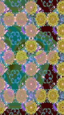 Robot resim. Raster illüstrasyonu. Küçük çiçekte sevimli çiçek deseni var..