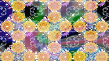 Raster deseni. Bej renkte, yaz çiçekleri. Raster illüstrasyonu. Küçük çiçekte sevimli çiçek deseni var..