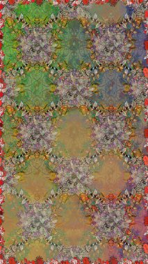 Düz Çiçek Elementleri Tasarımı. Çiçekli kusursuz retro desen. Kahverengi ve bej renkli çiçekler. Renkli Yaz Temalı Kusursuz Arkaplan.