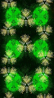 El çizimi. Çiçekli eskiz deseni. Yeşil renkli çiçekler. Suluboya çizimi.