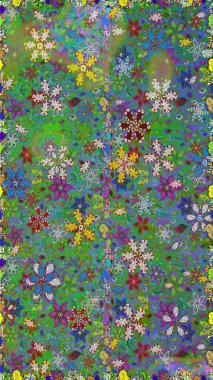 Sevimli küçük çiçek desenle. Raster resim. Çiçek desenli çiçek ve yaprakları ile.