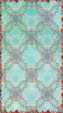 Kusursuz bir geçmişi var. Raster illüstrasyonu. Miles Fleur, süslü püslü bir süs. Eski usul. Tomurcukları papatya çiçekleri olan sevimli bir çiçek deseni. Kumaş, tekstil ve duvar kağıdı baskısı için..