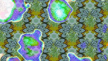 Yatak çarşafları, ceket, paket tasarımı, kumaş ve moda kavramları için tekstil baskısı. Eskiz modeli etnik tasarım. Çiçekleri, deniz kabukları, mandalaları ve suluboya efektleri olan deniz altyapısı.