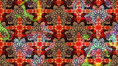 Kırmızı renkte çiçekler. Hediye ambalaj kağıdı, tebrik kartları, posterler ve pankart tasarımı. Raster düz çiçek çizim deseni.