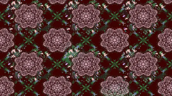 Raster illüstrasyonu. Kahverengi renkte kahverengi papatya deseni. Kahverengi renklerde.