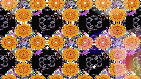 Çocuk stili. Renkli Bahar Teması eskiz kalıbı. Çiçekli eskiz arkaplanı. Düz Çiçek Elementleri Tasarımı.