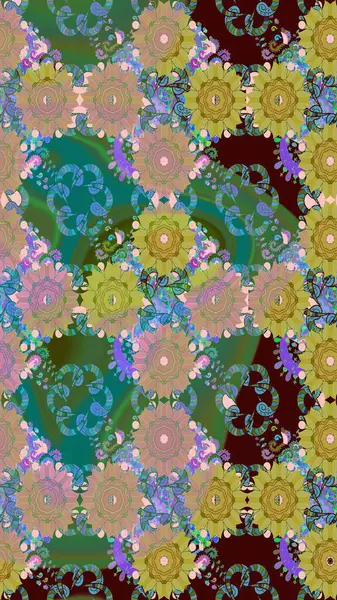 Robot resim. Raster illüstrasyonu. Küçük çiçekte sevimli çiçek deseni var..