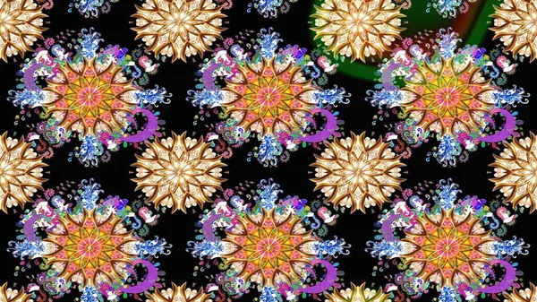 Düz Çiçek Elementleri Tasarımı. Güzel kumaş deseni. Raster Illustrasyon 'daki Çiçek Deseni' nin son moda çizimi. Renkli Yaz Teması çizim şablonu.