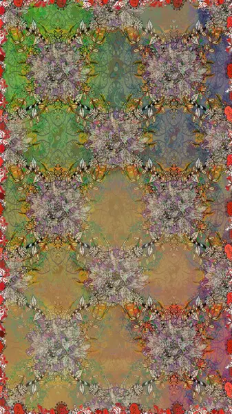 Düz Çiçek Elementleri Tasarımı. Çiçekli kusursuz retro desen. Kahverengi ve bej renkli çiçekler. Renkli Yaz Temalı Kusursuz Arkaplan.