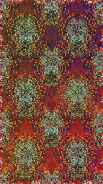 Kahverengi ve kırmızı renkte çiçekler. Çiçekli karalama şeklinde Raster çiçek deseni. Yumuşak, bahar çiçekli arka plan.