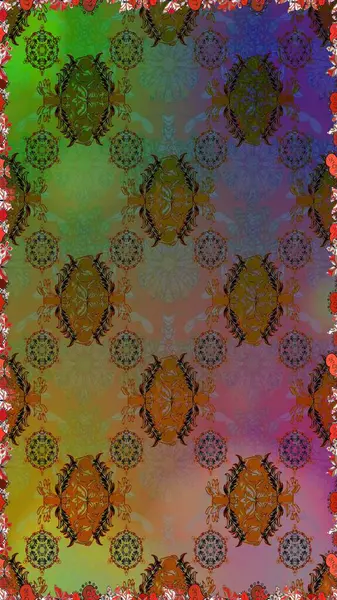 Kahverengi ve yeşil çiçekli kusursuz desen, suluboya çiçek deseni, sevimli çiçek, duvar kağıdı, kart veya kumaş için fayanslı. Raster - stok.