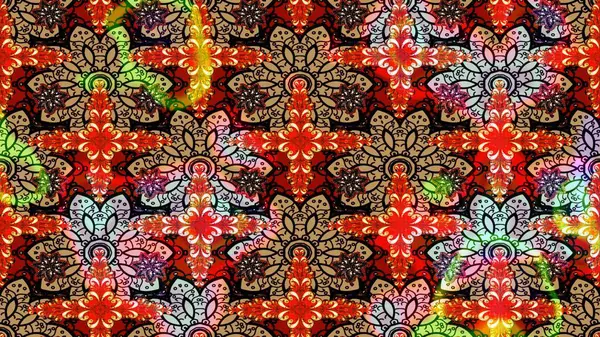 Kırmızı renkte çiçekler. Hediye ambalaj kağıdı, tebrik kartları, posterler ve pankart tasarımı. Raster düz çiçek çizim deseni.