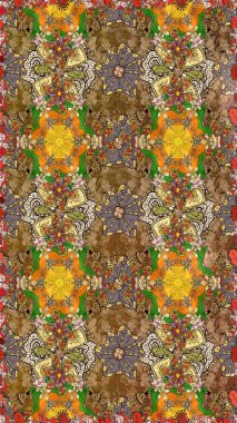 Çiçek ve yapraklı çiçek deseni. Küçük çiçekli şirin bir desen. Raster illüstrasyonu.