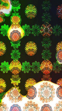 Çiçek desenli raster, gri ve yeşil çizgi grafik desenli soyut raster arkaplan. Modern stil dokusu.