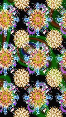 Siyah renkte güzel çiçekler, suluboya desenli, duvar kağıdı, kart ya da kumaş için fayanslı eskizler. Raster..