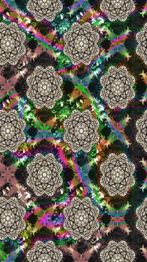 Raster illüstrasyonu. Çiçekli, yapraklı, çiçek desenli eskiz. El çizimi.