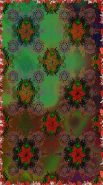 Kahverengi ve yeşil çiçekli kusursuz desen, suluboya çiçek deseni, sevimli çiçek, duvar kağıdı, kart veya kumaş için fayanslı. Raster - stok.