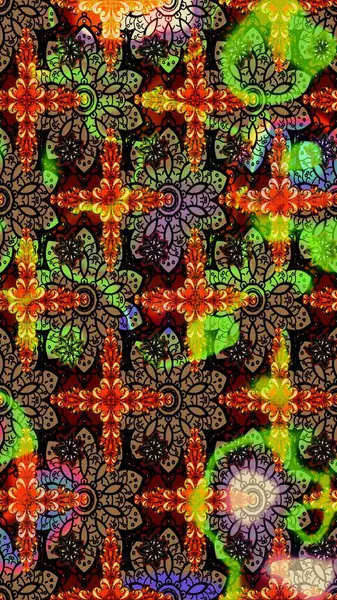 Siyah renkte güzel bir tekstil. Raster illüstrasyonu. Suluboya çiçekli çiçek deseni.