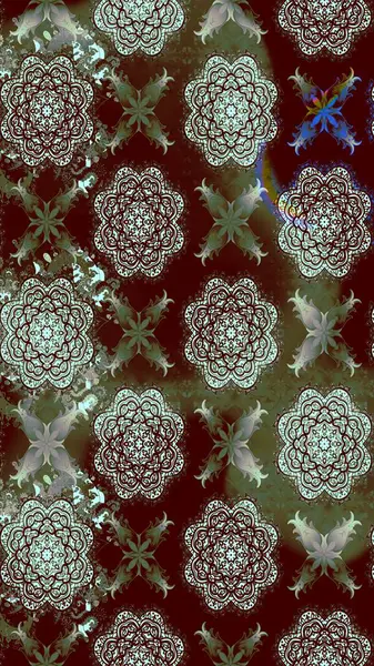 Renkli çizim kalıbı. Kahverengi renkli şirin tekstil. Raster illüstrasyonu. Çiçek arkaplan. Çiçek duvar kağıdı.