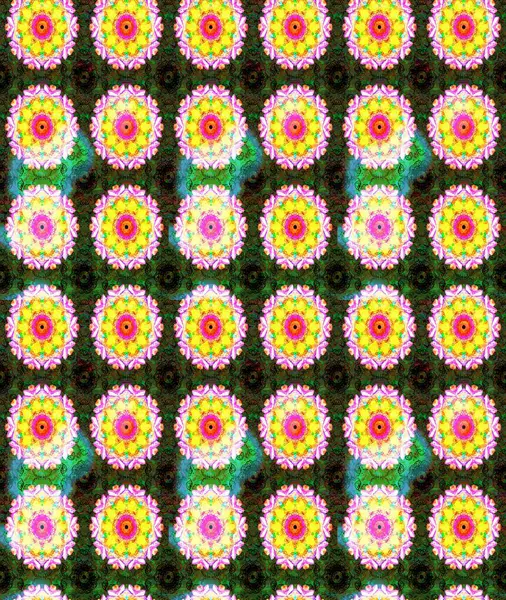 1950-1960 motifleri. El çizimi çiçek unsurları olan soyut çizim raster deseni. Retro tekstil tasarım koleksiyonu. Yeşil yeşile. Çiçekli ipek eşarp..