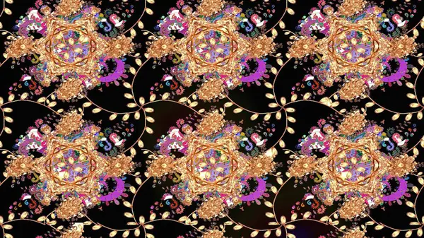 Halk tarzı. Modern çiçek arkaplanı. Parlak renkli çiçekli ve siyah yapraklı harika bir çiçek deseni. Moda baskıları için zarif bir şablon.