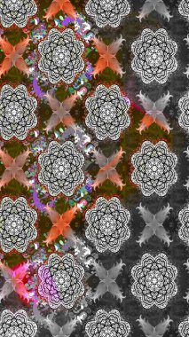 Raster illüstrasyonundaki çiçek desenli çizim. Düz Çiçek Elementleri Tasarımı. Süslü kumaş deseni. Renkli Bahar Teması çizim şablonu.