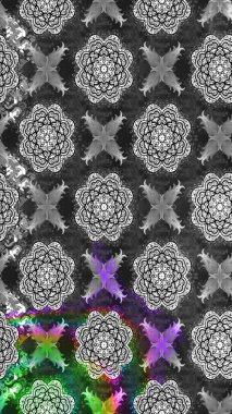 Gri renkli çiçekler. Raster illüstrasyonu. Çizim çiçek deseni duvar kağıdı için kullanılabilir.