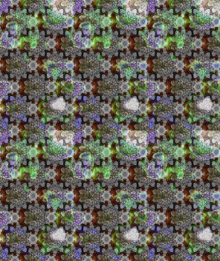 Tekstil için figür. Yapraklı çizim şekli. Şirin, zarif çiçekler Raster illüstrasyonu. Davetiye ve kartpostal tasarımı için dekoratif çiçek unsurları. Poster veya kapak için arkaplan.