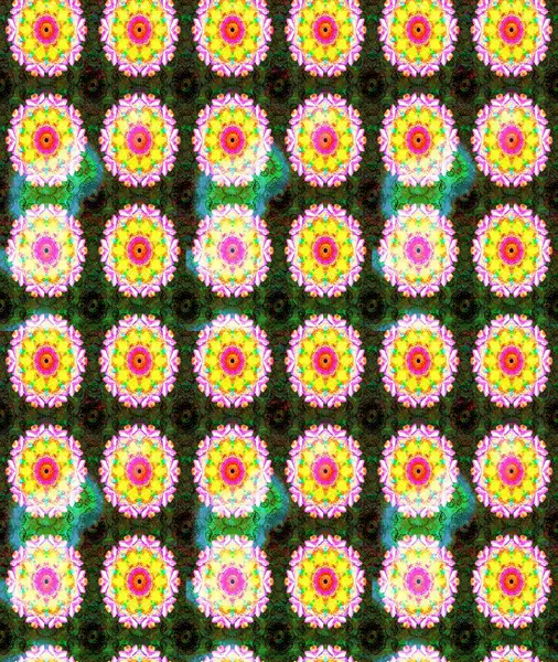 1950-1960 motifleri. El çizimi çiçek unsurları olan soyut çizim raster deseni. Retro tekstil tasarım koleksiyonu. Yeşil yeşile. Çiçekli ipek eşarp..
