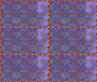 Raster illüstrasyonunda kusursuz çiçek deseni. Mor ve kahverengi renkte çiçekler.