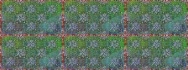 Yeşil renkte güzel çiçekler, suluboya desenli, duvar kağıdı, kart ya da kumaş için fayanslı. Raster..