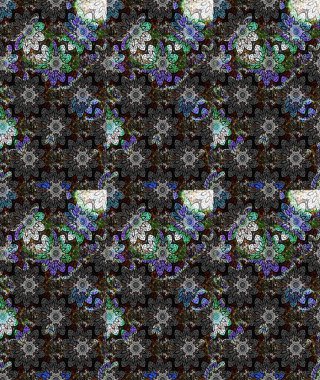 Çizim çiçek deseni duvar kâğıdı olarak kullanılabilir. Gri renkli çiçekler. Raster illüstrasyonu.