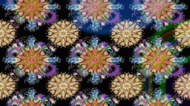 Raster illüstrasyonu. Yumuşak, bahar çiçekleri siyah renklerde. Raster çiçek desenli ve çiçekli..