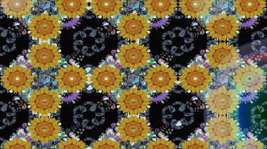 Tomurcukları papatya çiçekleri olan sevimli bir çiçek deseni. Eski usul. Eskiz geçmişi. Raster illüstrasyonu. Miles Fleur, süslü püslü bir süs. Kumaş, tekstil ve duvar kağıdı baskısı için..