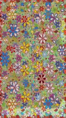 Suluboya çizimi. Çiçeklerle kusursuz desen. Tarafsız ve yeşil renklerde çiçekler. El çizimi.