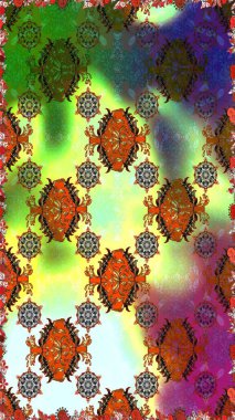 Raster. Güzel suluboya çiçekler, parlak resim ilham verici yeşil ve kahverengi çiçek desenli dikişsiz arka plan..