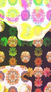 Raster illüstrasyonu. Kahverengi ve nötr renklerde bahar çiçekleri. Çiçek ve yapraklı karalama şeklinde Raster çiçek deseni.