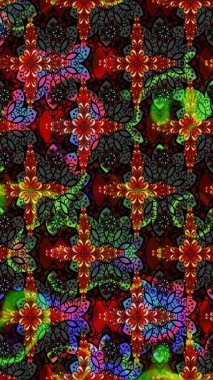 Süslü kumaş deseni. Düz Çiçek Elementleri Tasarımı. Renkli Bahar Teması eskiz kalıbı. Raster illüstrasyonunda çiçek deseni çizimi.