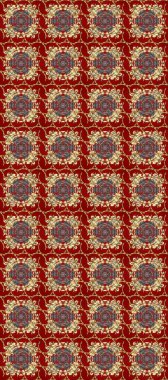 Kahverengi, bej ve kırmızı renklerde altın element. Süslü raster dekorasyonu. Kahverengi, bej ve kırmızı üzerine altın rengi, klasik barok çiçeksiz desenler. Lüks, kraliyet ve Viktorya dönemi konsepti.