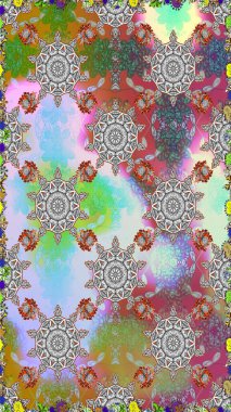 Güzel kumaş deseni. Düz Çiçek Elementleri Tasarımı. Renkli Bahar Temalı Kusursuz Arkaplan. Raster illüstrasyonunda kusursuz çiçek deseni.