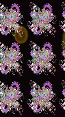 Suluboya resim taklit Raster çizimi. El çizimi, soyut ve süslü elementler. Klasik çiçekler. Yaz çiçekleri teması. Siyah renkler.