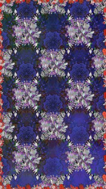 Mor ve gri renkte çiçekler. Çiçekli karalama şeklinde Raster çiçek deseni. Yumuşak, bahar çiçekli arka plan.