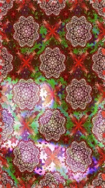 Tekstil, tebrik kartı, boyama kitabı, telefon kılıfı baskısı için kullanılabilir. Raster Henna dövme stili. Kızılderili desenli desenli desenli şal deseni. Etnik Mandala süsü.