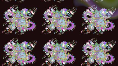 Gri renklerde. Güzel kumaş deseni. Raster illüstrasyonundaki çiçek desenli çizim. Raster illüstrasyonu.