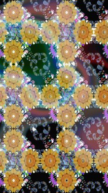 Raster Moda kumaş deseni. Şirin çiçekler. Çizgi çizimi deseni.