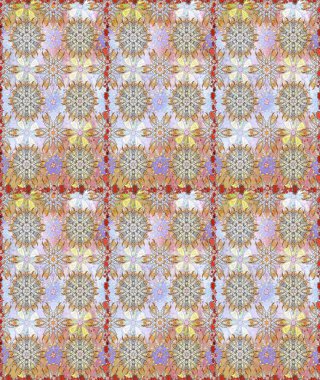 Tarafsız ve bej renklerde Asya tekstili. Raster illüstrasyonu. Kusursuz çiçek deseni.