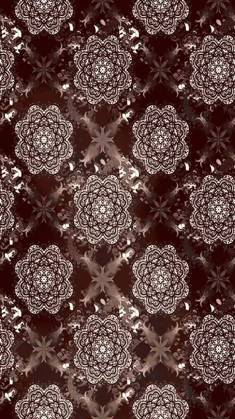 Raster illüstrasyonundaki çiçek desenli çizim. Kahverengi renkte çiçekler.