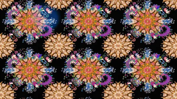 Tekstil tasarımı için siyah renkli geleneksel halk çiçekleri buketi. Üzerinde gelincikler ve vadi zambakları olan renkli çiçek desenli nakış..