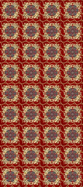 Kahverengi, bej ve kırmızı renklerde altın element. Süslü raster dekorasyonu. Kahverengi, bej ve kırmızı üzerine altın rengi, klasik barok çiçeksiz desenler. Lüks, kraliyet ve Viktorya dönemi konsepti.